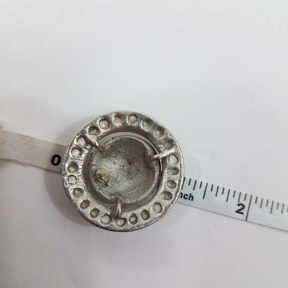 Green Silver Tone Earrings Stud Circle‎ Stateme - Picture 5 of 5